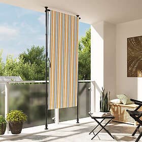 vidaXL Roller Blind Outdoor Yellow and White 120x270 cm Fabric & Steel