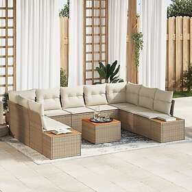 vidaXL Garden sofa set 6 pcs beige and cream white 289 x 209 x 85 cm