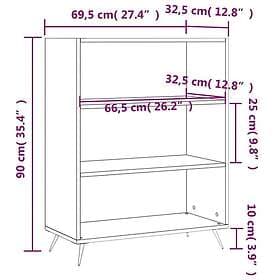 vidaXL Bokhylla betonggrå 69.5x32.5x90 cm konstruerat trä 828336
