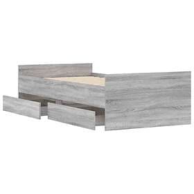 vidaXL Bed Frame with drawers grey sonoma 90x200 cm