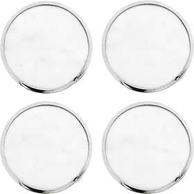 Hilke Collection Coasters Marmor 4-pack, Vit / Förnicklad Mässing