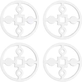 Hilke Collection Anima Gemella Coasters Ø10 cm 4-pack, Vit Pulverlackerad alumin