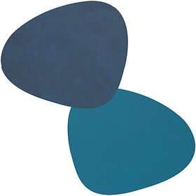 Lind DNA Curve Double Coasters 11x13 cm, Midnight Blue/Petrol Petrol Läder