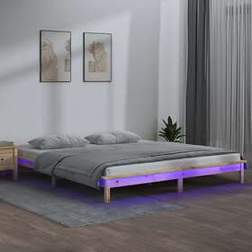 vidaXL Bed Frame LED 150x200 cm massivt trä