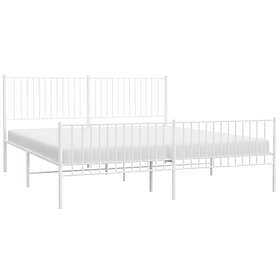 vidaXL Bed Frame med huvudgavel och fotgavel vit metall 193x203 cm