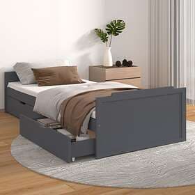 vidaXL Bed Frame with drawers dark gray 90x200 cm solid pine
