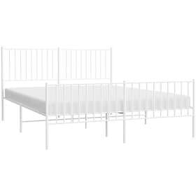 vidaXL Bed Frame med huvudgavel och fotgavel vit metall 150x200 cm