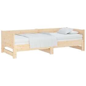 vidaXL Utdragbar dagbädd massiv furu 2x(90x200) cm