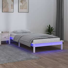 vidaXL Bed Frame LED vit 90x190 cm massivt trä