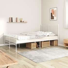 vidaXL Bed Frame med huvudgavel och fotgavel vit metall 135x190 cm