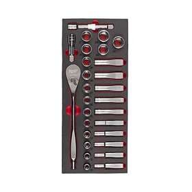 Milwaukee 4932479826 Steel Storage Hylsnyckelsats 28 delar, 1/2"
