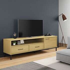 vidaXL TV Cabinet with Metal Legs Brown Solid Wood Pine OSLO 351027