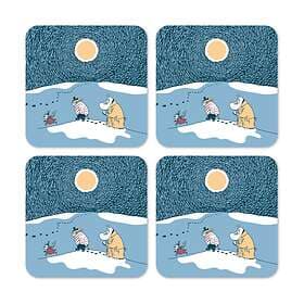 Opto Design Månsken i snön coasters vinter 2021 4-pack 9x9 cm