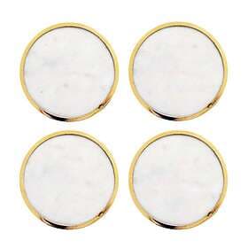 Hilke Collection coasters 4-pack White marble solid brass