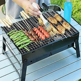 Unbranded Black Plated-Steel Portable Barbecue Outdoor Charcoal BBQ With Grill