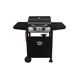 dellonda 2 Burner Gas BBQ with Piezo Ignition, Built-In Thermometer, Black/Stain