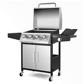 GW Brands Outdoor 4+1 Gas BBQ Barbecue Grill with Stainless Steel Burners and Si