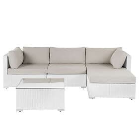 Beliani 4 Seater Rattan Garden Corner Sofa Set White SANO II