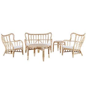 Beliani 4 Seater Rattan Garden Sofa Set Natural BRINDISI