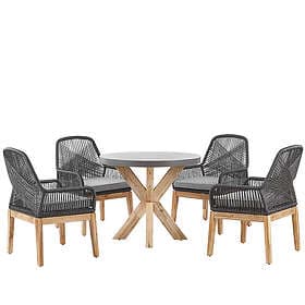 Beliani 4 Seater Concrete Garden Dining Set Round Table with Chairs Black OLBIA