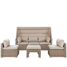 Beliani 5 Seater Rattan Garden Lounge Set Beige COCCOLIA