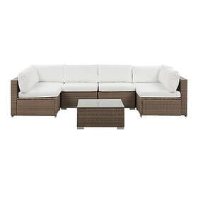 Beliani 6 Seater Rattan Garden Lounge Set White BELVEDERE