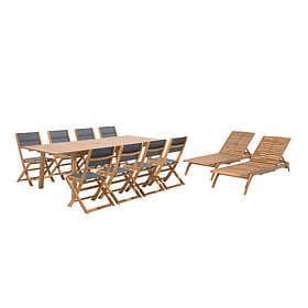 Beliani 8-Seater Acacia Wood Garden Dining Set with 2 Sun Loungers CESANA Grey