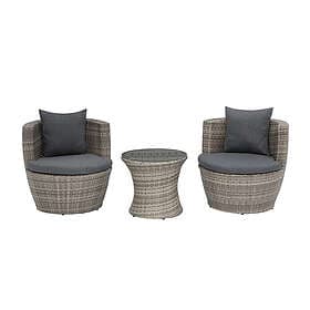 Beliani Rattan Garden Bistro Set Grey CAPRI