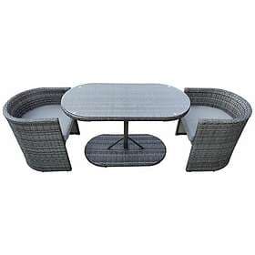 Charles Bentley St Tropez Rattan Bistro Set Grey Compact Chat for Two Weave Outd