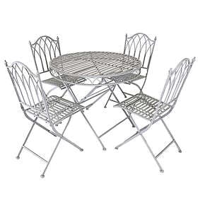 Charles Bentley Rustic 5 Piece Wrought Iron Outdoor Patio Bistro Set Seats 4 Peo