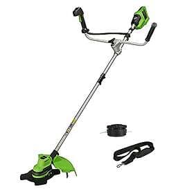 Greenworks GD24X2BCB Cordless Brushcutter with Brushless Motor, Harness, Bike Ha
