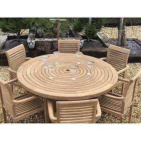 Leisure Chelsea Home And Teak Round Table 150cm 6 acking chairs