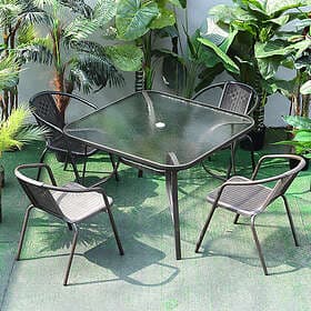 LIVING And Home (105*105cm Black Square Table Only) Garden Patio Chair Outdoor S