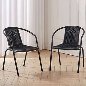 LIVING And Home (Set of 2) Garden Dining Chairs Rattan Bistro Outdoor Furniture 