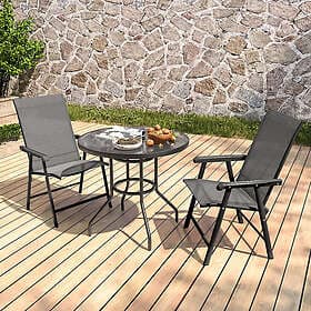 LIVING And Home Outdoor Garden Coffee Table Chairs 2 Seat Patio Furniture Set w/