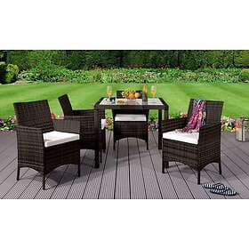 LIVING Comfy (Brown, Without Cover) 5PC Rattan Dining Set Garden Patio Furniture
