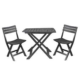 LIVING URBN (Black) Portable Folding Camping Plastic Picnic Tray Table And 2 Cha