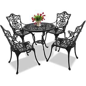 Homeology TABREEZ Opulent & Patio Table 4 Large Chairs with Armrests Cast Alumin