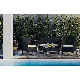 Rattrix (Black) Outdoor 4 Piece PE Rattan furniture Set with Coffee Table Black