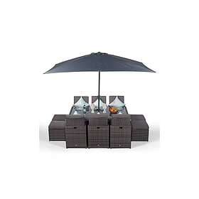 Oak Furniture King Giardino Rattan 6 Seater Cube Dining Table & Chairs Set with 