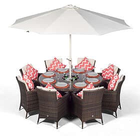 Oak Furniture King Savannah 8 Seater Rattan Patio Dining Set with Ice Bucket Dri