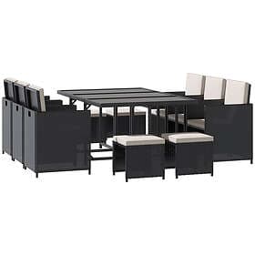 Outsunny 11pc Patio Furniture Rattan Dining Set Garden Wicker Table Chairs Seat 