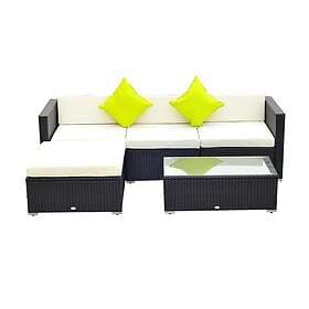 Outsunny 5 Pieces Rattan Sofa Set Wicker Sectional Cushion Patio Black