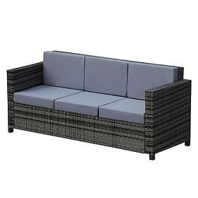 Outsunny Rattan Wicker 3-seater Sofa Chair Patio Furniture Grey