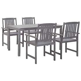 vidaXL 5 Piece Outdoor Dining Set Grey Solid Acacia Wood