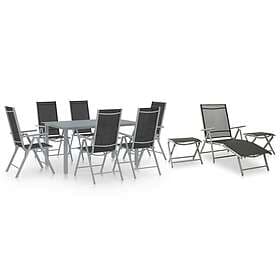 vidaXL Garden Dining Set 10 Piece Black and Silver Outdoor Table Chair