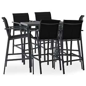 vidaXL Garden Bar Set 7 Piece Black Outdoor Furniture Table and Chair
