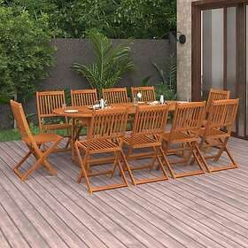 vidaXL Solid Acacia Wood Garden Dining Set 11 Piece Outdoor Table and Chair