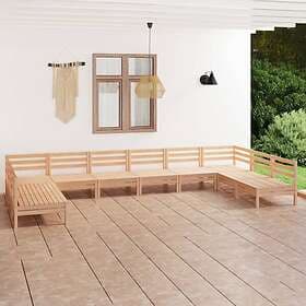 vidaXL Solid Pinewood Garden Lounge Set 10 Piece Wooden Outdoor Sofa Seat Brown