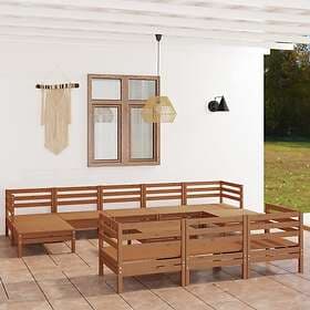 vidaXL Solid Pinewood Garden Lounge Set 11 Piece Honey Brown Outdoor Sofa Seat